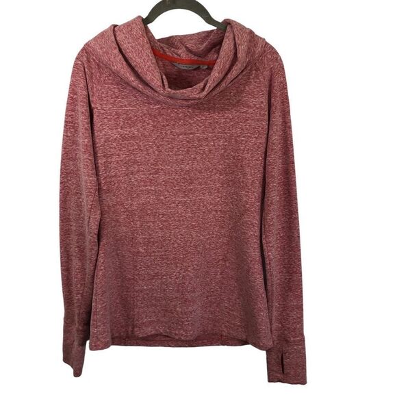 Athleta Women’s Heathered Red funnel neck long sleeved pullover top Size Small - Picture 4 of 11